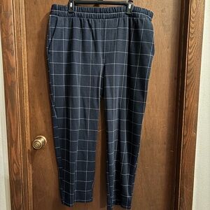 a new day Blue and White Checkered Pants with Elastic Waistband